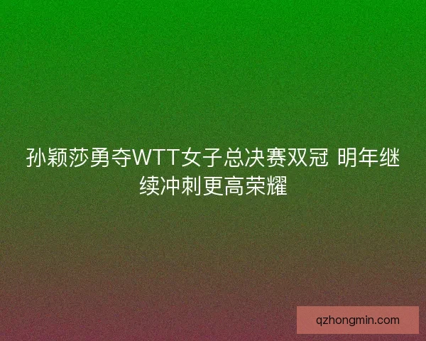 孙颖莎勇夺WTT女子总决赛双冠 明年继续冲刺更高荣耀